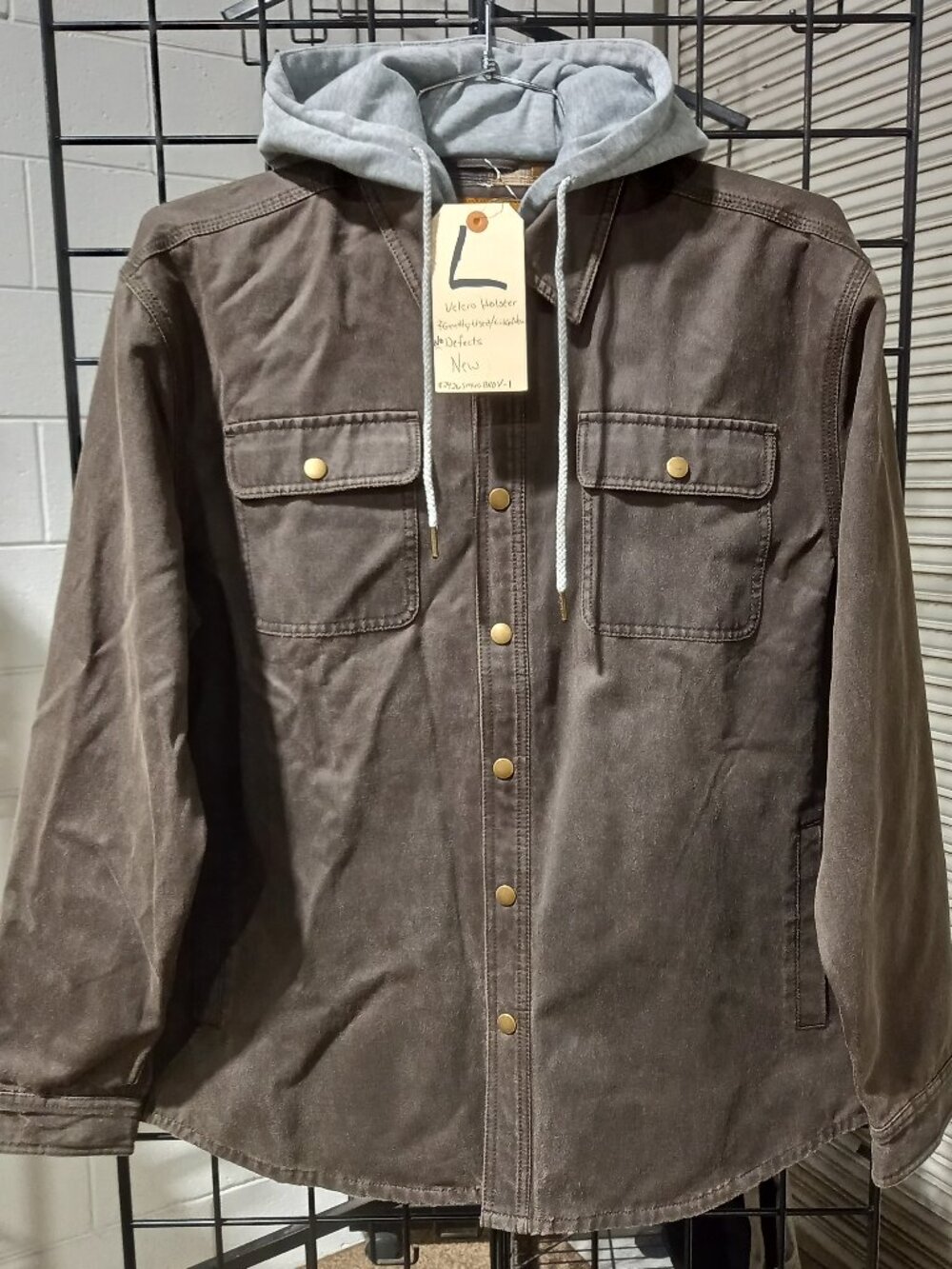 Men's Hooded Concealed Carry Flannel Lined Shirt Jacket - Brown | Large